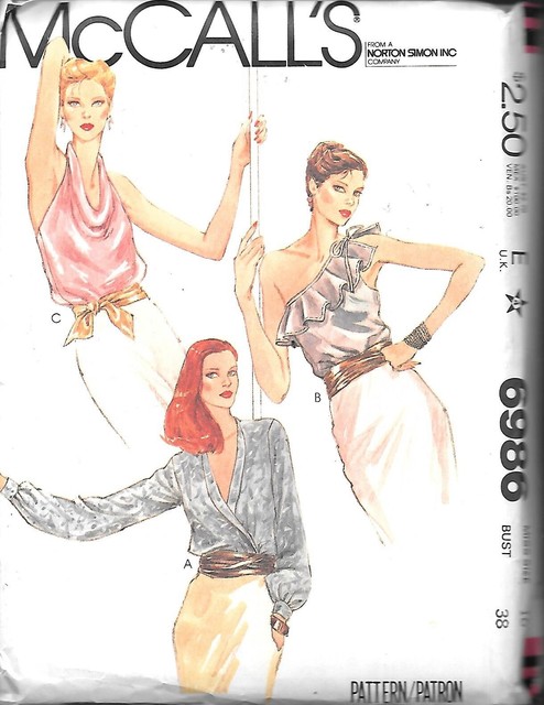 Vintage McCall's 6986 Misses' Cowl Halterm One Shoulder Tops - SZ 16 UC Vintage McCall's 6986 Misses' Cowl Halterm One Shoulder Tops - SZ 16 UC