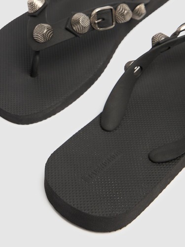 BALENCIAGA Cagole $445 Women's Black Rubber Flip Flops New And Authentic - Picture 3 of 3