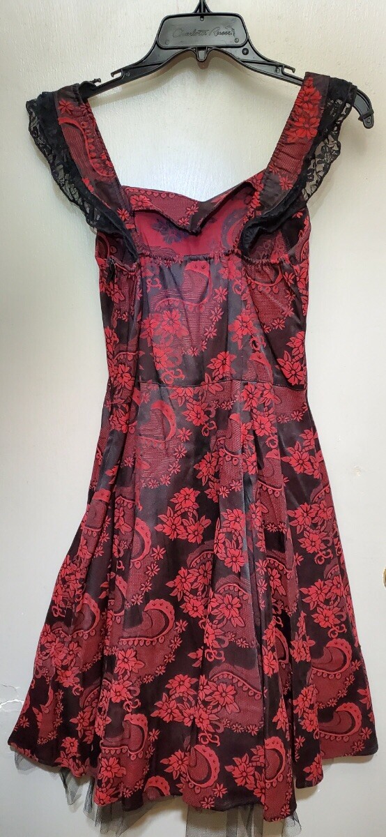 hearts and roses red dress Red Roses Velvet Dress in Black
