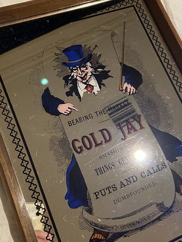 Pub Mirror Vintage Gold Jay Stock Market ~RARE~ Bar Man cave 40.5 x 30.5 cm - Picture 2 of 3