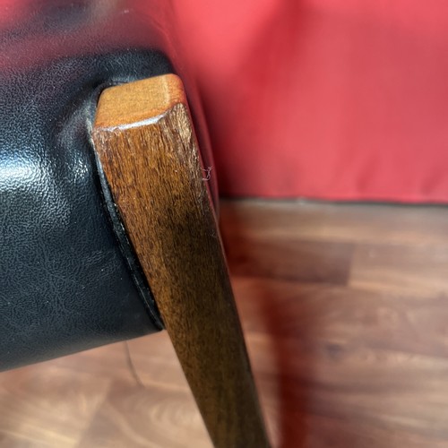 Foster & Sons Alfred Cox Teak & Black Vinyl Dining Chair Retro Mid Century VTG - Picture 7 of 24