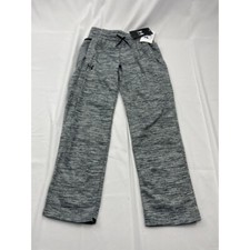 Under Armour Boys Fleece Pants Gray Black Drawstring Waist Athletic Youth XS New