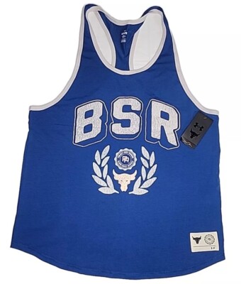 Project Rock Under Armour Tank Top BSR Men s SZ L 1376942 Muscle Shirt Blue New