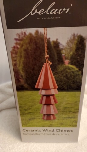 New Handcrafted Glazed Ceramic Hanging Musical Wind Chimes - 5 Chimes Outdoors - Picture 10 of 11