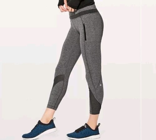 Lululemon Women's Sz 4 Inspire Tight II Heathered Black BreathableLightweight - Picture 2 of 11