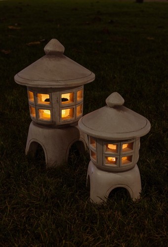 Dekofigur japanische Laternen 2-er Satz H 23/32cm 2-teilig für Teelicht geeignet - Bild 2 von 4