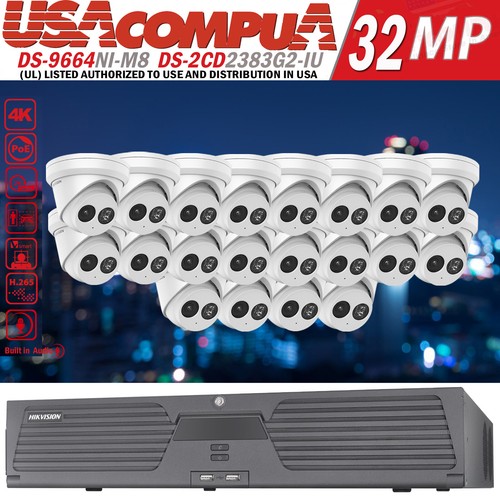 Hikvision 64CH Sicherheitssystem Kit 4K Revolver IP Kamera DS-2CD2383G2-IU H.265 Posten - Bild 15 von 22
