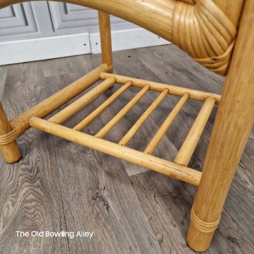 Vintage Beistell Couchtisch Bambus Rattan Geflecht Glasplatte - Boho? Tiki? Retro - Bild 10 von 24