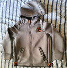 Russell dri-power 360 Gray/Orange Zip Pocket Hooded Foam Jacket Youth Kid M 8