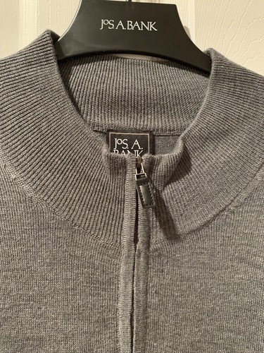 Jos A Bank Mens Dark Gray 100% Soft Merino Wool Quarter Zip Sweater 4XLT NWT - Picture 4 of 13