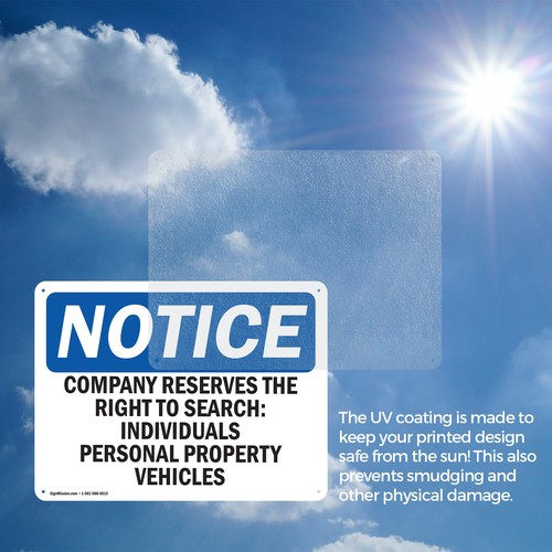 (2 Pack) Company Reserves The Right To Search OSHA Notice Sign Decal Metal - 第 7/21 張圖片