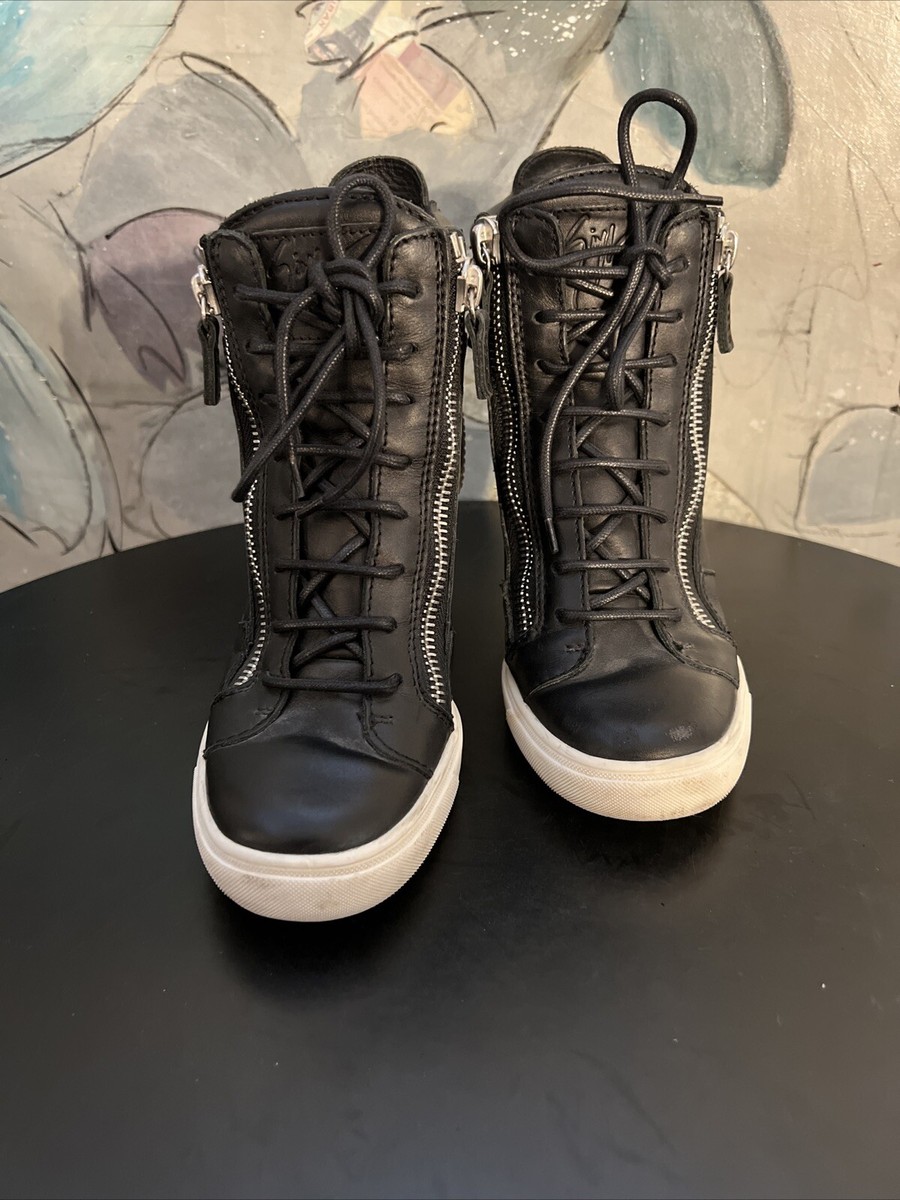 Giuseppe Zanotti 38.5 Womens Double Zip Wedge Heel Sneakers