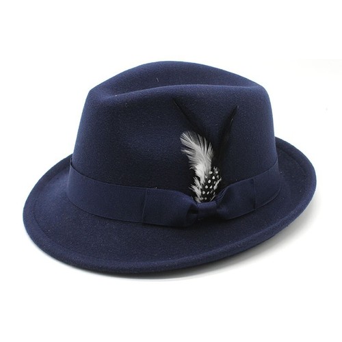 Clásico Fedora Sombreros para Hombres Mujeres Ala Corta Fieltro Pluma Sombrero Panamá Vestido Sombrero - Imagen 19 de 21