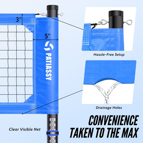 Premium Professional Outdoor Beach Volleyball Net Set w/ Adjustable Poles, Ball - Picture 4 of 8
