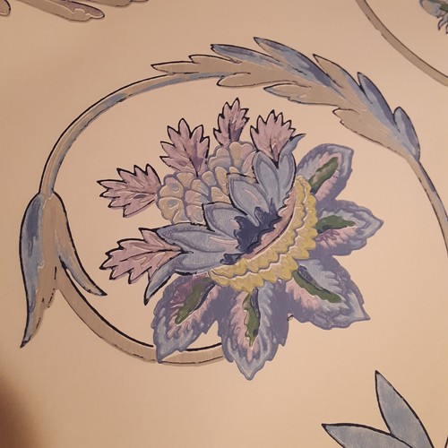 2-Vintage Schumacher  Wallpaper Sampler, Remnant 12x17" Volutes Flueries Floral - Picture 4 of 8