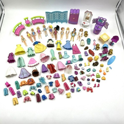Polly Pocket lot dolls accessories clothes Furniture Mattel 119 pieces total - Foto 1 di 12