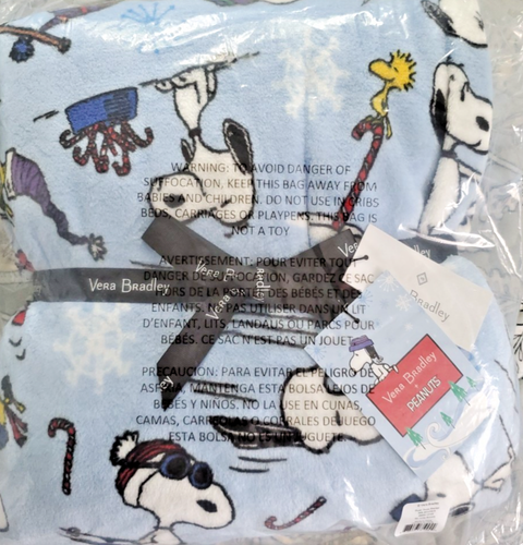 NEW Vera Bradley Peanuts SKI JUMP SNOOPY & Woodstock Plush Throw Blanket NWT 💚☃ - Picture 11 of 11
