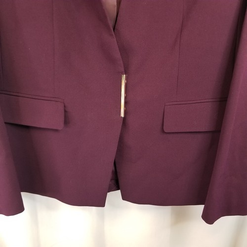 Traje Chaqueta Mujer Calvin Klein Talla 16 Púrpura Ciruela Manga Larga Cierre Dorado - Imagen 2 de 4