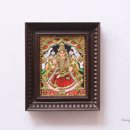 Lakshmi Devi Tanjore Painting Hindu Goddess Home Living Room Temple Decor Gift - Picture 1 of 4