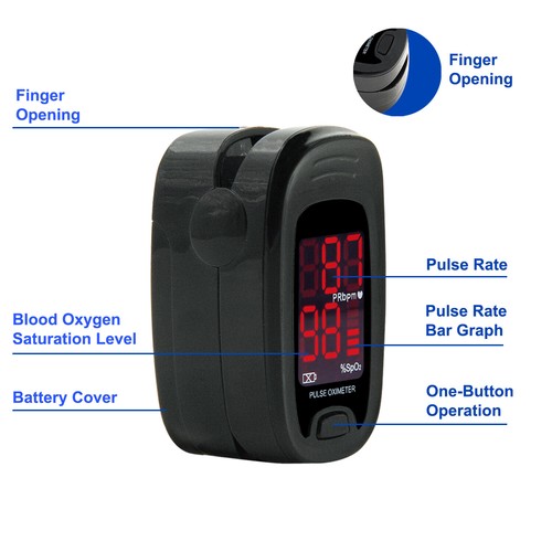 Pulsossimetro da dito ossigeno nel sangue monitor SpO2 misura PR ossisaturazione sangue - Foto 2 di 12