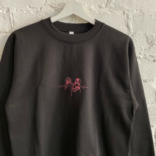 Actual Fact Daft Punk Embroidered Black Crew Neck Sweatshirt - Picture 3 of 3