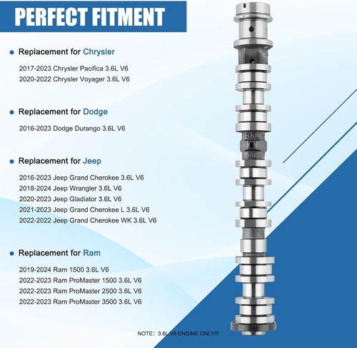 Árbol de levas de admisión lateral derecho para Jeep Dodge Chrysler 2016-2024 3,6 L 5047913AD - Imagen 3 de 24