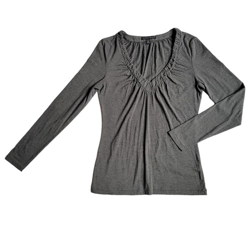 Banana Republic Women M Gray Stretch Long Sleeve V Neck Top Blouse Medium Modal. - Picture 6 of 19