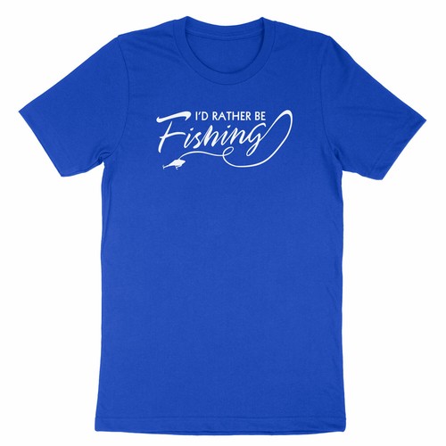 Fishing Shirt I'd Rather Be Fishing T-Shirt Fisherman Gift Fathers Day - Picture 9 of 13