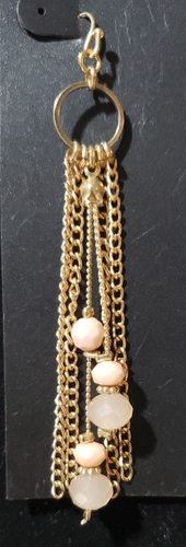 NEW Pair of New York & Co Goldtone Chains & Beads Fringe Dangle Earrings, NWTS - Picture 2 of 4