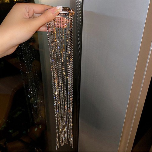 Women Hairpins Crystal Rhinestone Hairpins Long Tassel Shine Wedding Jewelry - Bild 9 von 12