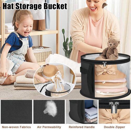 Oversized Clear Hat Box Storage, Portable Cowboy Hat Box Zipper with V3P2 W3M3