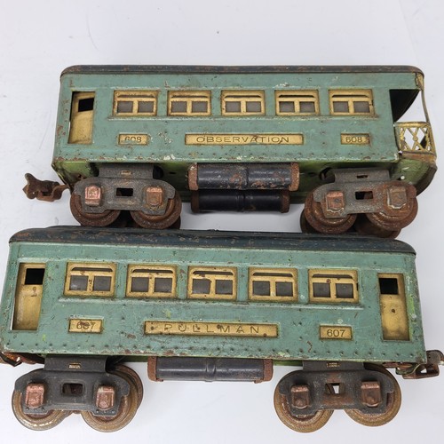 LIONEL 253 LOCOMOTIVE ENGINE & 607 PULLMAN CAR & 608 OBSERVATION CAR 0 GAUGE SET - Picture 17 of 24