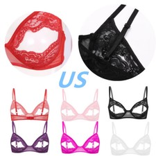 Sujetador push up de encaje floral transparente para mujeres de Estados Unidos Top copa abierta bralette lencería ropa interior