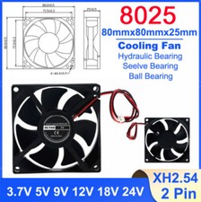 8025 80mm Brushless Cooling Fan Cooler 2 Pin 3.7V 5V 9V 12V 18V 24V DC