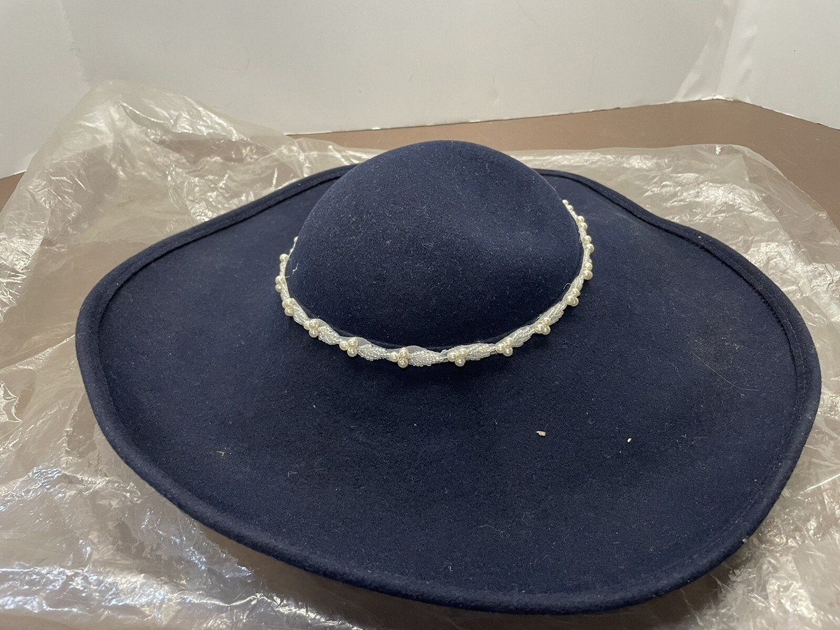 Vintage Adolfo II New York Paris Blue Round Wool Wide Brim  display picture 3