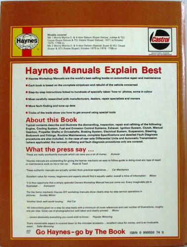 Haynes - Morris Marina 1.8 MK 1 Y 2 / 1971 - 1978 Manual Del Propietario - Usado - Imagen 2 de 7