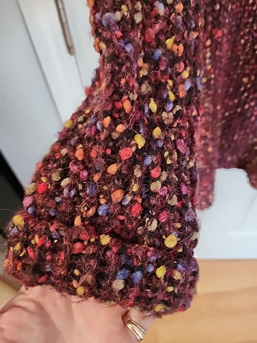 Vintage Curio Chunky Knit Wool Blend Maroon Rainbow Longline Cardigan Size Small - Picture 5 of 7