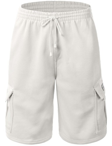 Mens CARGO SWEAT SHORTS Fleece Basic Light Comfy Elastic Drawstring 5 Pockets - Picture 45 of 56