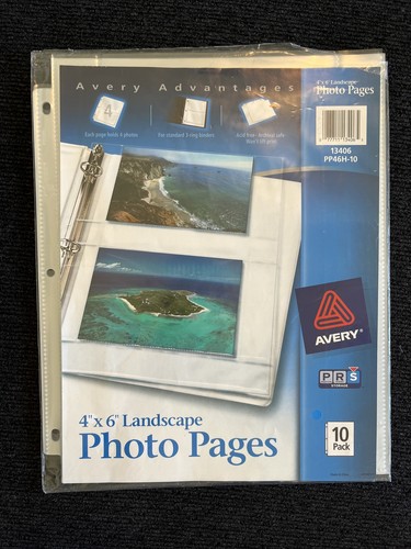 Photo Pages 4 x 6 Horizontal Landscape AVERY 13406 3 Hole 3 Ring Binder