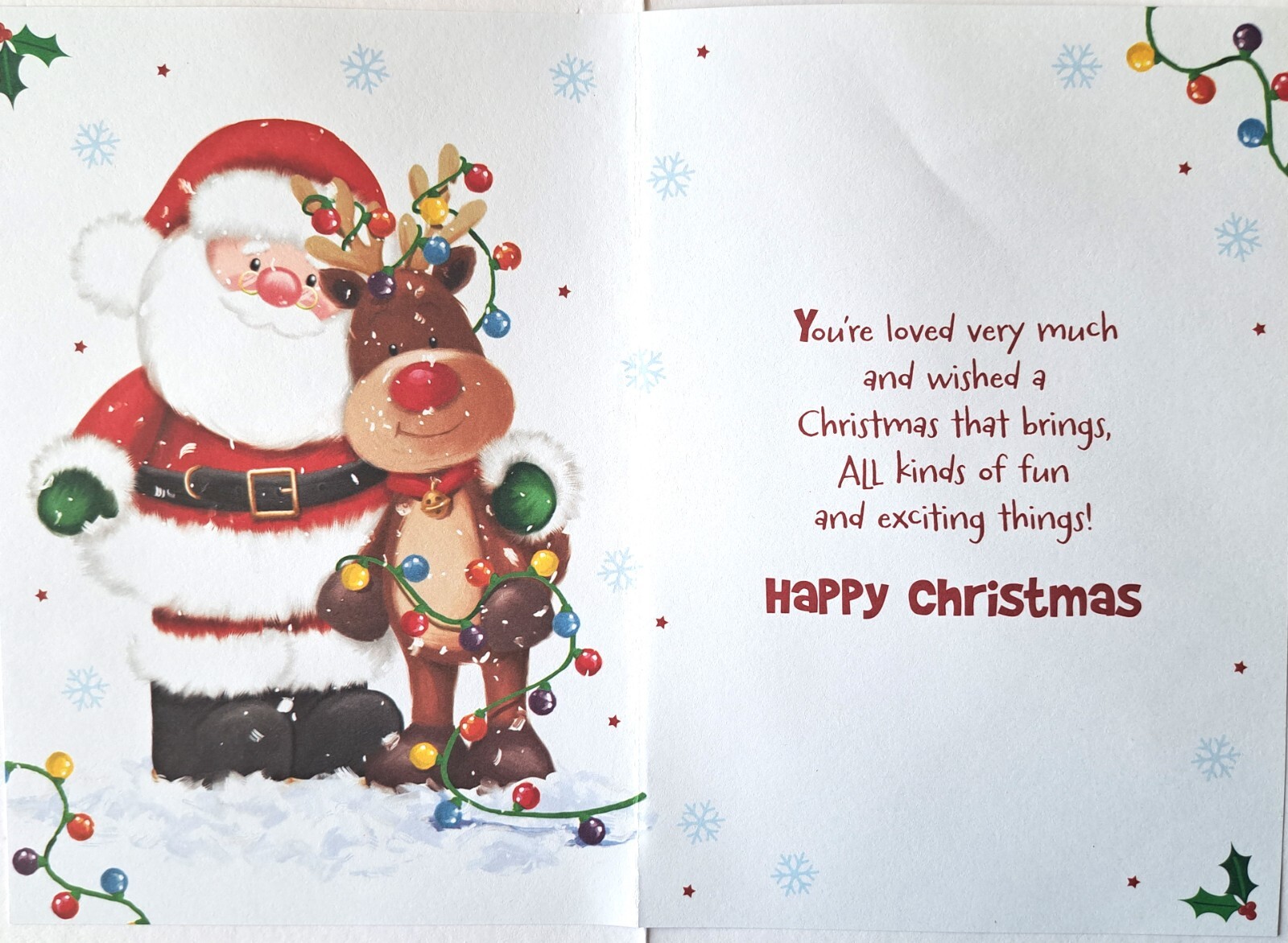 To A Special Granddaughter. Happy Christmas Card. Santa and Rudolph - Picture 2 of 4