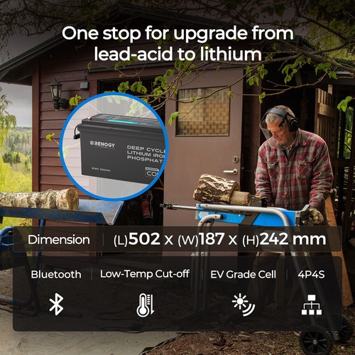 Renogy 200Ah 12V LiFePO4 Lithium Battery w/ 5000+ Cycles, Bluetooth, BMS & IP65 - Picture 8 of 9