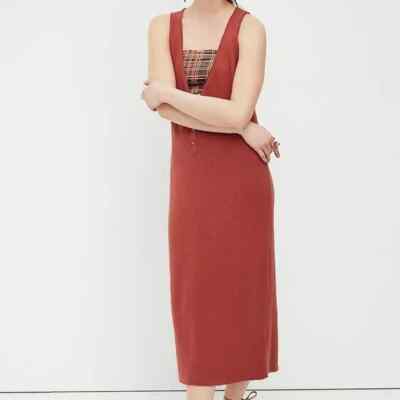 NwT $78 FREE PEOPLE Beach Knit Sweater Bailey midi DRESS pinafore sz M |  eBay