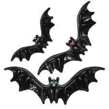 Halloween Inflatable Bat Toys Set Reusable Black PVC Hanging Party Decor