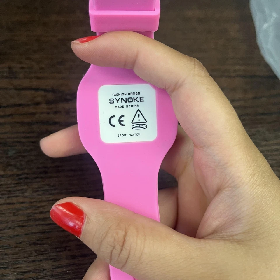 Synoke Reloj Deportivo Digital Rosa Silicona Niños Impermeable Nuevo Funcionamiento LCD Foto 3 de 4