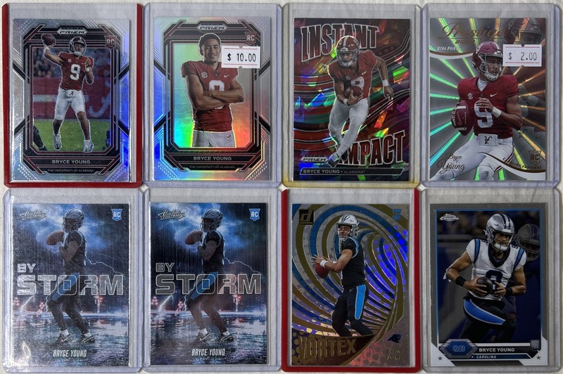 Bryce Young 8-Card Rookie Lot RCs Prizm Donruss Topps Chrome Alabama Panthers