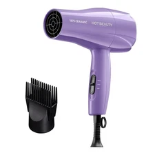 Hot Beauty Professional Hair Dryer Travel Size 1875 Ceramic Purple Multi-Setting