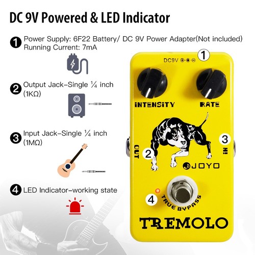 JOYO Tremolo Guitar Effect Pedal for Electric Guitar True Bypass Free Return - Picture 6 of 11