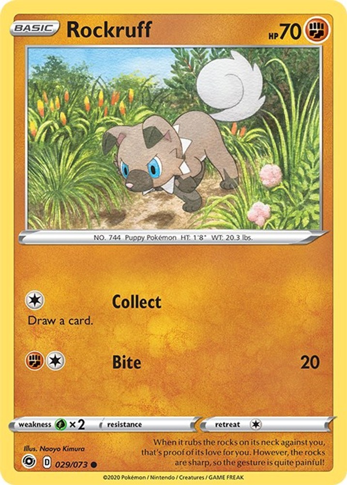 Rockruff 29/73 Common Champion's Path Pokemon Near Mint