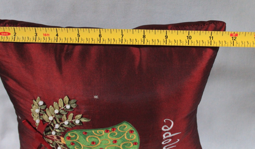 CUSCINO NATALIZIO "SPERANZA" COLORE MARRONE CON PERLE E SEQYIN 11" X 12" LANCIO NUOVO - Foto 4 di 5