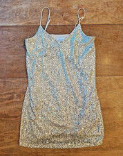 Le Lis Collection Champagne Sparkly Sequin slip dress size Medium